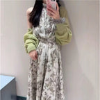 Retro Sleeveless Halter Fitted Waist Vest Dress