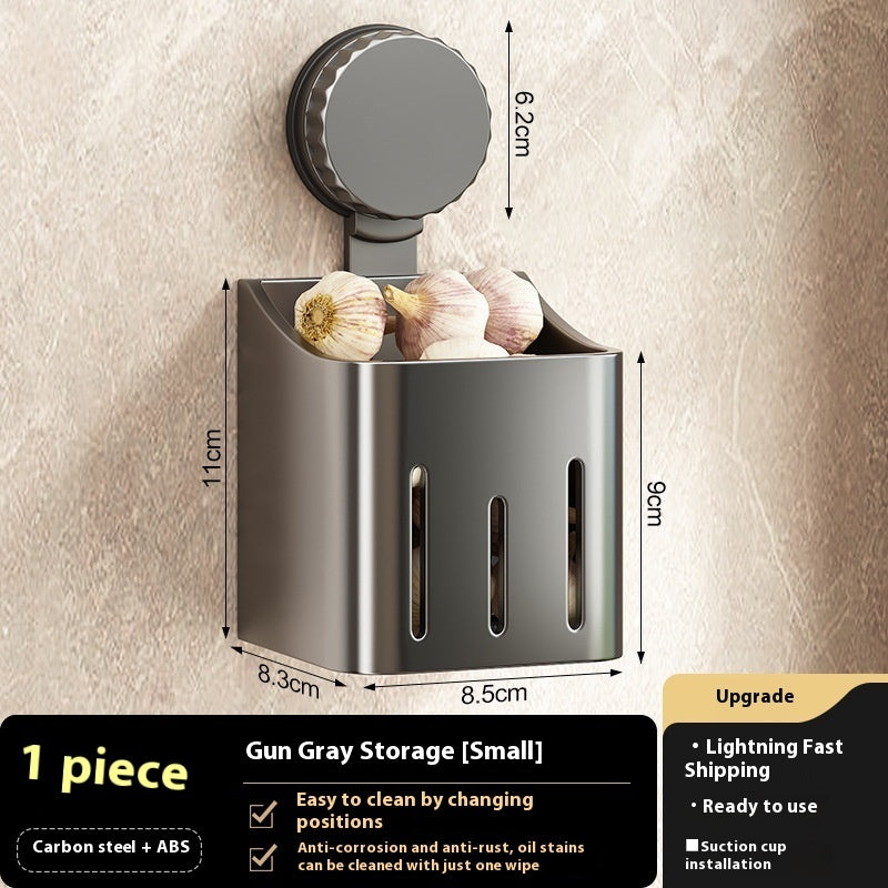 Onion, Ginger And Garlic Storage Box Wall-mounted Suction Cup Storage Rack