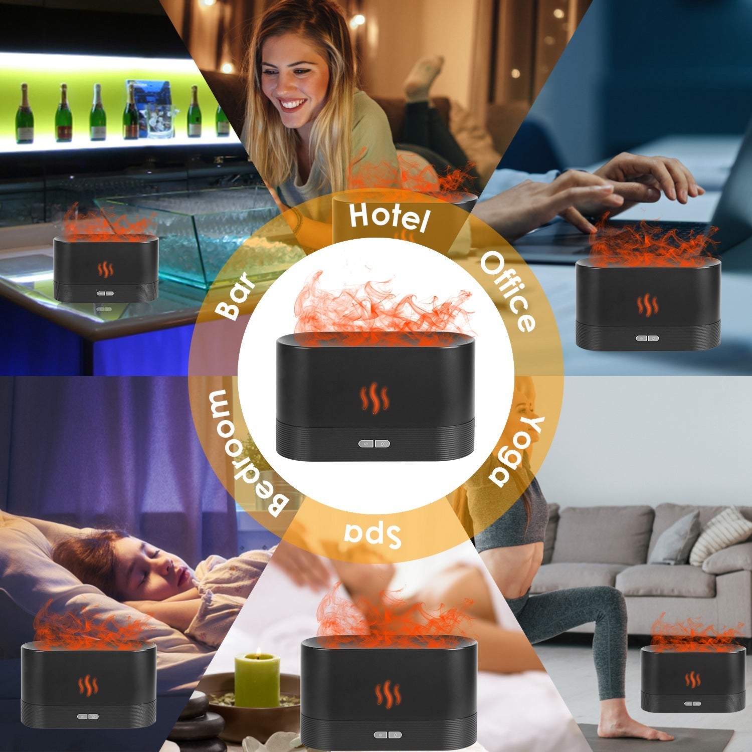 120ml Cool Mist Humidifier Ultrasonic Aroma Essential Oil Diffuser With Soothing Sounds 7 Color Night Lights Waterless Auto Off For Relaxation And Sleeping