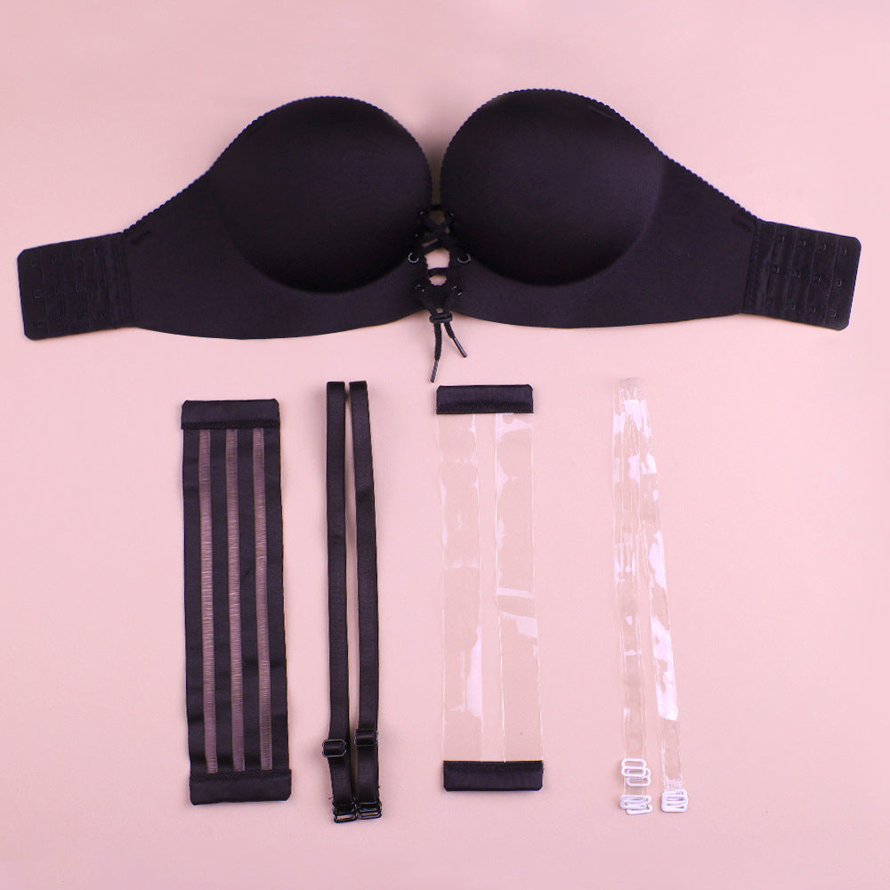Invisible drawstring gather bra