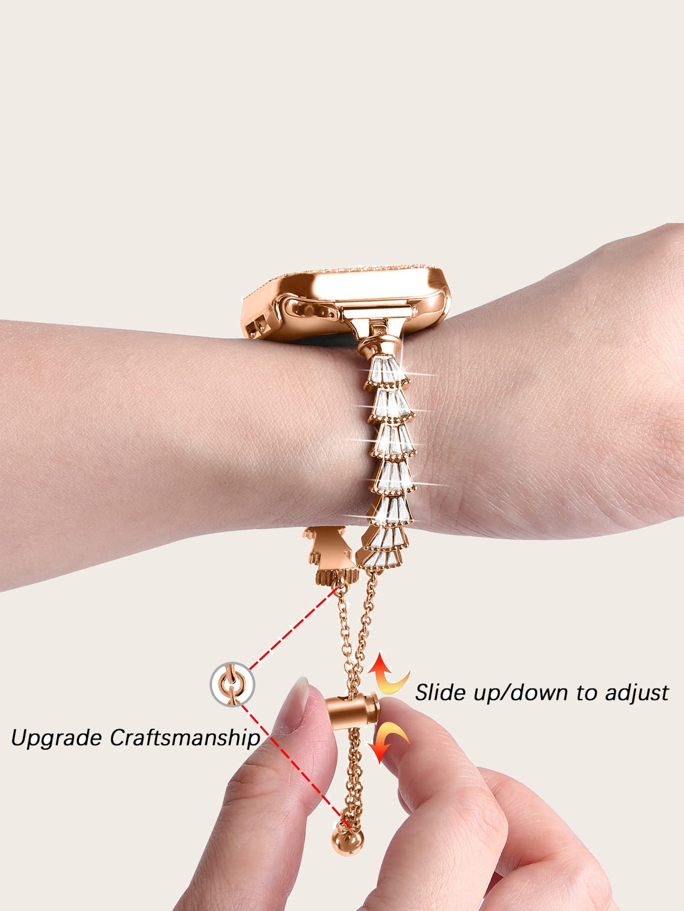 Metal Strap Stainless Steel Shell Diamond Universal