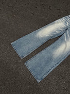 Vintage American Style Water Ripple Washed Blue Jeans For Men And Women