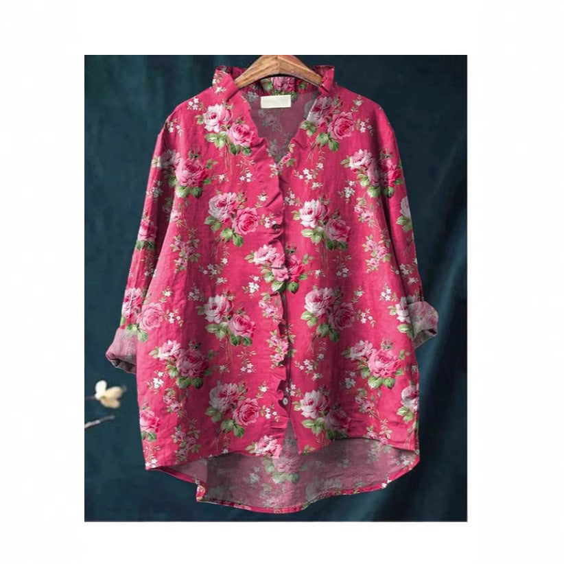 Loose Print Crew Neck Casual Plus Size Women's T-shirt