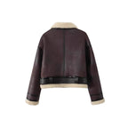 Wear Fur Integrated Lapel Thickening Warm Double-sided Casual Short Jacket Coat