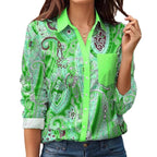 Vintage Floral Pattern Long Sleeve Women's Shirt