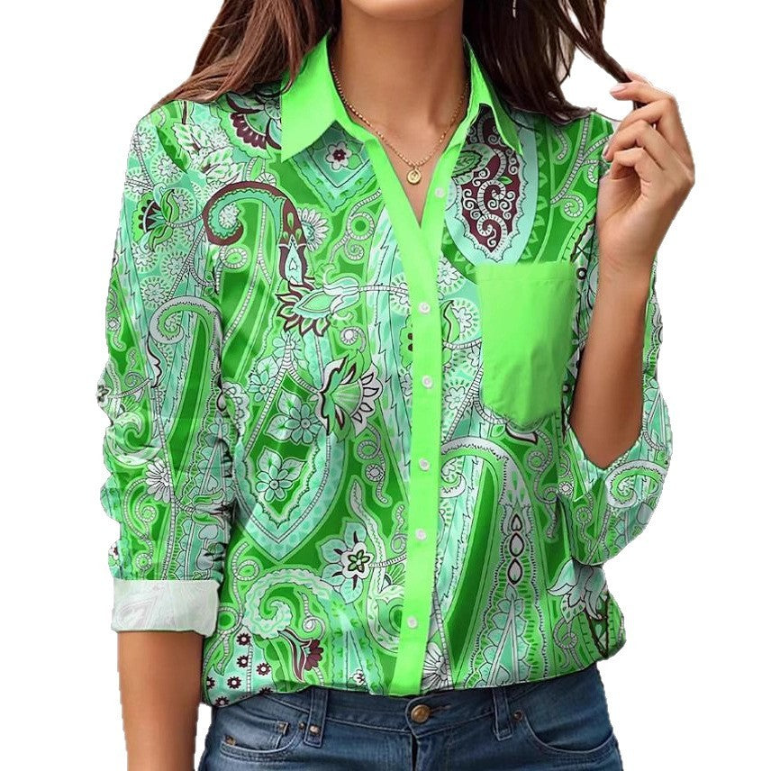 Vintage Floral Pattern Long Sleeve Women's Shirt