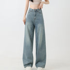 Women's Tencel Light Colored Embroidered Wide Leg Jeans