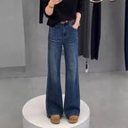 Plus Size Women's High Waist Elastic Straight Skinny Jeans