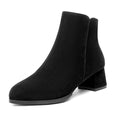 Pointed-toe Frosted Suede Side Zipper Chunky Heel Mid Heel Plus Size Female Boots