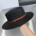Straw Wide Brim Sun Protection Flat Top Hat Children