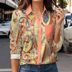 Vintage Floral Pattern Long Sleeve Women's Shirt