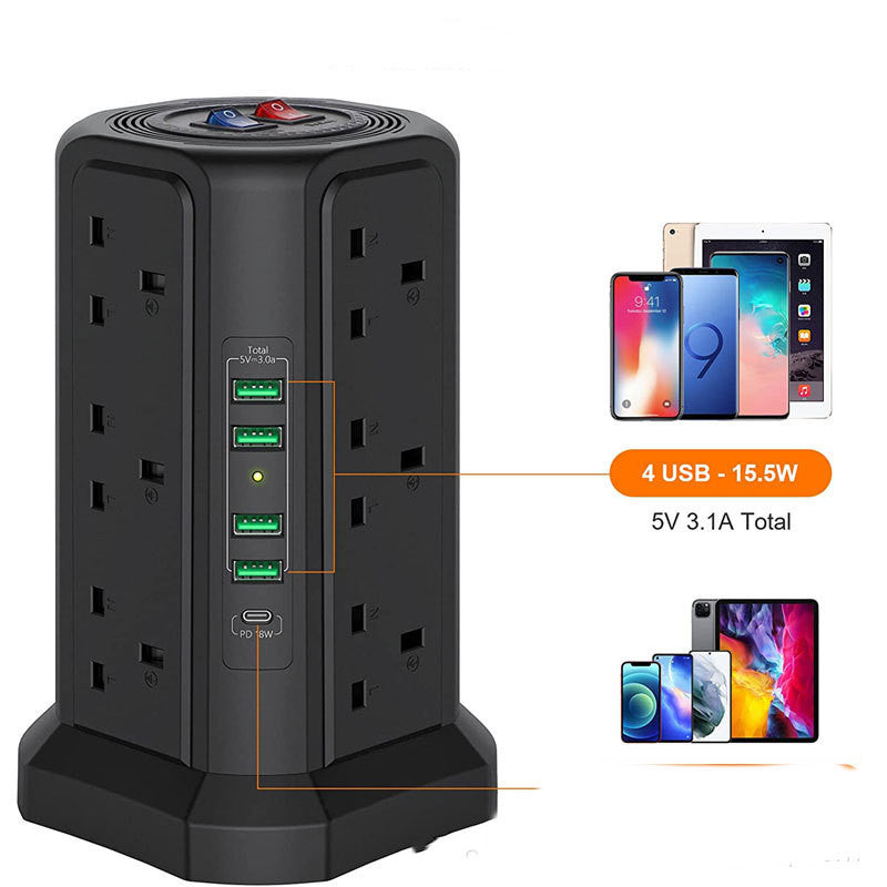 USB Lightning Protection Power Strip Tower Socket
